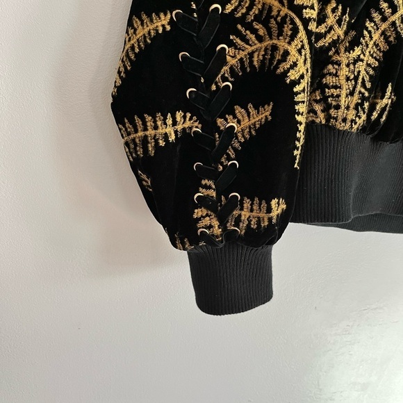 The Kooples Velvet Embroidery Boho Bomber Jacket size 2 - Picture 8 of 13